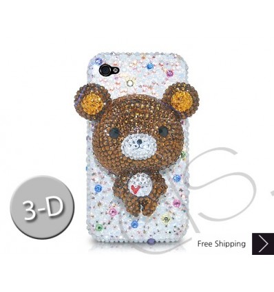 Bear 3D Crystallized Swarovski iPhone Case - White