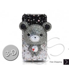 Gradation Bear 3D Crystallized Swarovski iPhone Case - Black