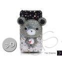 Gradation Bear 3D Swarovski Crystal Bling iPhone Cases - Black