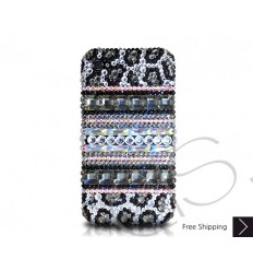 Stripe Print Black Crystallized Swarovski iPhone Case
