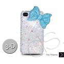 Ribbon 3D Swarovski Crystal Bling iPhone Cases - Blue