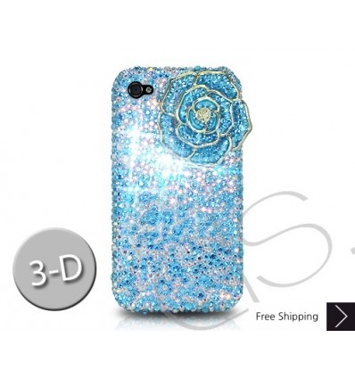 Rose 3D Crystallized Swarovski iPhone Case - Blue