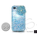 Rose 3D Swarovski Crystal Bling iPhone Cases - Blue