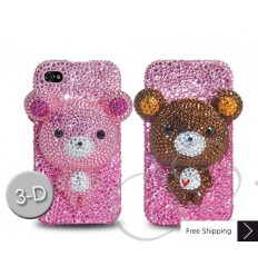 Bear 3D Flip Crystallized Swarovski iPhone Case - Pink