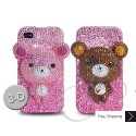 Bear 3D Flip Swarovski Crystal Bling iPhone Cases - Pink