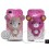 Gradation Bear 3D Flip Crystallized Swarovski iPhone Case - Pink