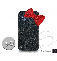 Red Ribbon Swarovski Crystal Bling iPhone Cases - Black