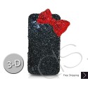 Red Ribbon Swarovski Crystal Bling iPhone Cases - Black