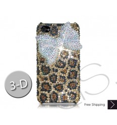 White Ribbon 3D Crystallized Swarovski iPhone Case - Leopardo