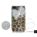 White Ribbon 3D Swarovski Crystal Bling iPhone Cases - Leopardo