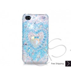 Cubic Heart Swarovski Crystal Phone Case - Silver 