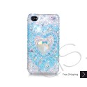 Cubic Heart Swarovski Crystal Bling iPhone Cases - Silver 