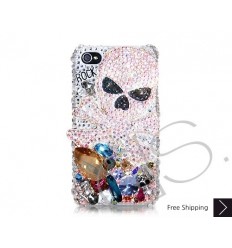 Rock Skull 3D Swarovski Crystal Phone Case - White 