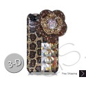 Floral Leopardo 3D Swarovski Crystal Bling iPhone Cases - Brown