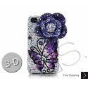 Floral Butterfly 3D Swarovski Crystal Bling iPhone Cases - Blue