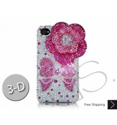 Floral Scattered 3D Swarovski Crystal Phone Case - Pink 