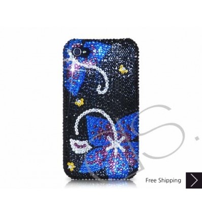 Symmetry Swarovski Crystal Phone Case - Black Blue 