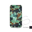Camouflage Swarovski Crystal Bling iPhone Cases - Green 