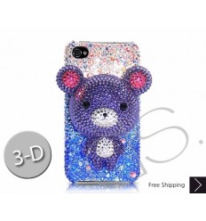 Gradation Bear 3D Swarovski Crystal Phone Case - Blue