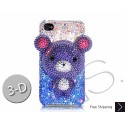 Gradation Bear 3D Swarovski Crystal Bling iPhone Cases - Blue