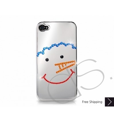 Snowman Bling Swarovski Crystal Phone Case - Silver