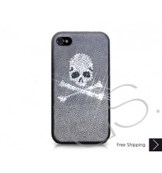 Crossed Skull Bling Swarovski Crystal Phone Cases - White