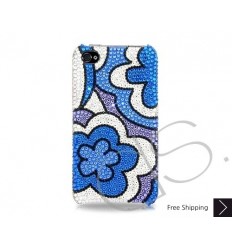 Blue Floral Bling Swarovski Crystal Phone Cases