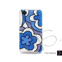 Blue Floral Swarovski Crystal Bling iPhone Cases 