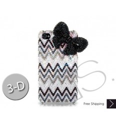 Ribbon Wave 3D Bling Swarovski Crystal Phone Cases - Black