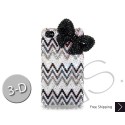 Ribbon Wave 3D Swarovski Crystal Bling iPhone Cases  - Black