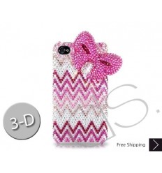 Ribbon Wave 3D Bling Swarovski Crystal Phone Cases - Pink