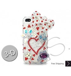 Bow Heart 3D Bling Swarovski Crystal Phone Cases - White