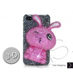 Rabbit 3D Bling Swarovski Crystal Phone Case - Black