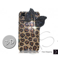 Black Ribbon 3D Crystallized Swarovski iPhone Case - Leopardo