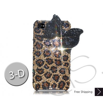 Black Ribbon 3D Crystallized Swarovski iPhone Case - Leopardo