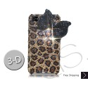Black Ribbon 3D Swarovski Crystal Bling iPhone Cases - Leopardo